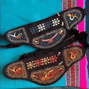 Embroidered Black Waist Belt